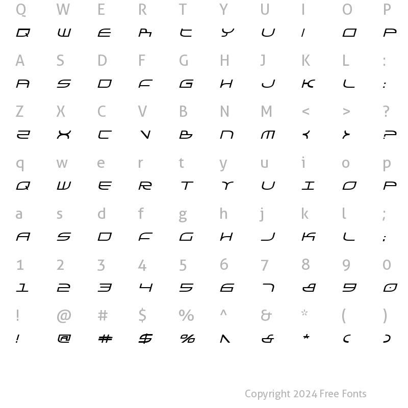 Character Map of Galga Bold Italic Bold Italic