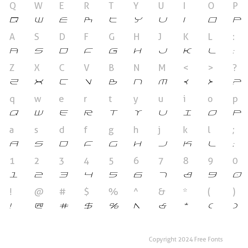 Character Map of Galga Italic Italic