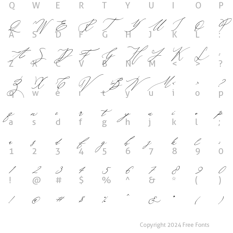 Character Map of galgadot Italic