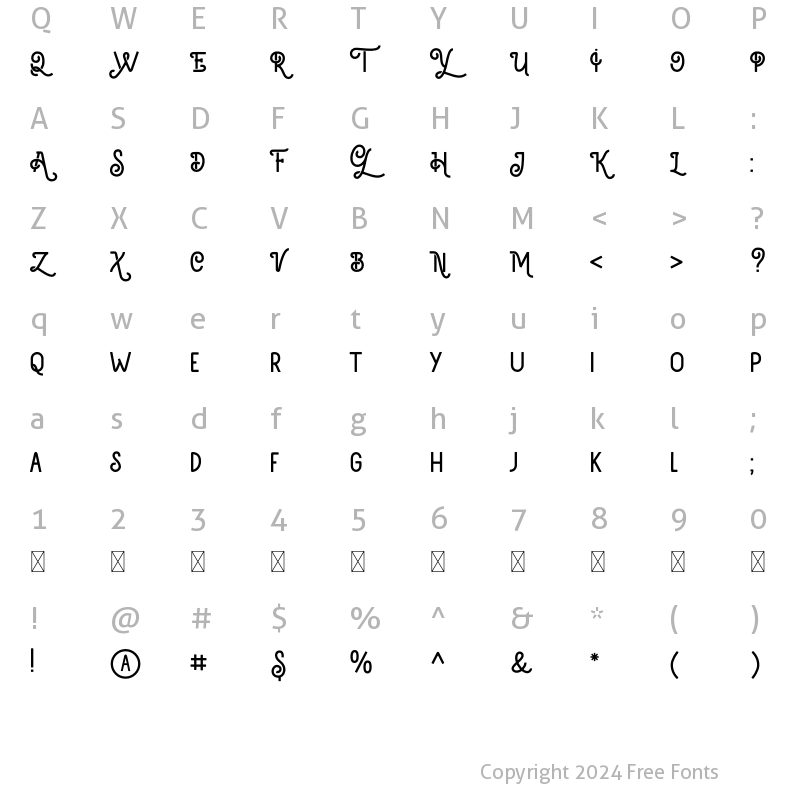 Character Map of Galguna Regular