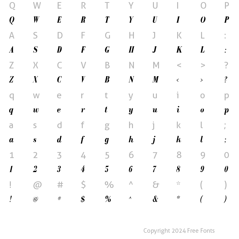 Character Map of GalileoFLF Bold Italic