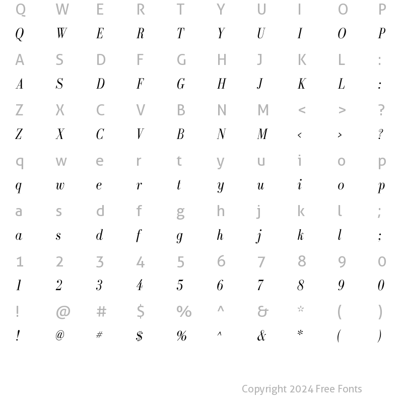 Character Map of GalileoFLF Medium Italic
