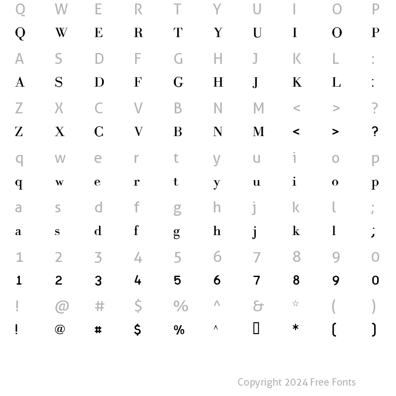 Character Map of GalileoMF Medium