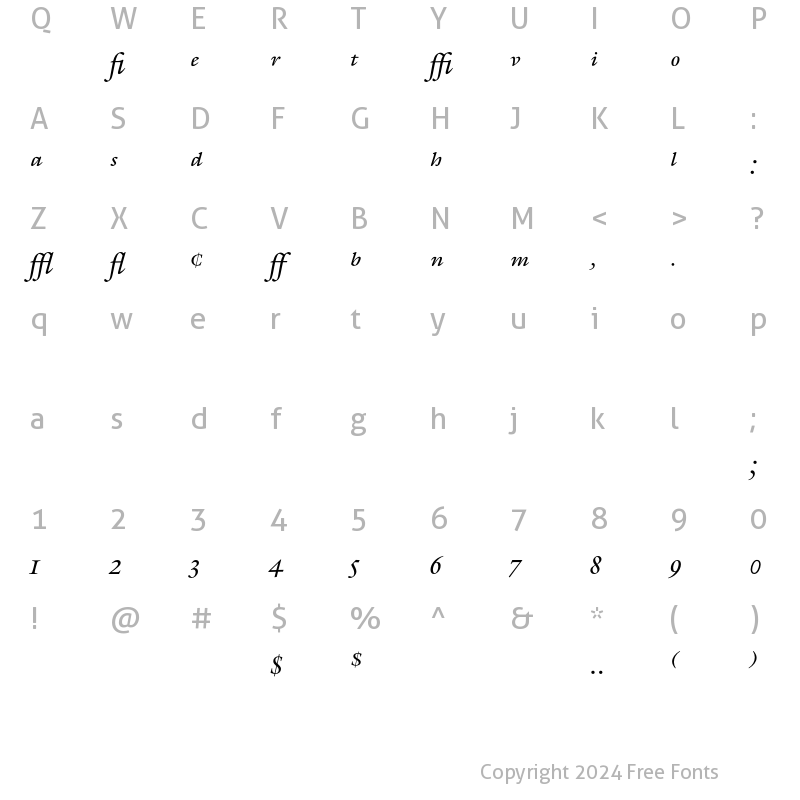 Character Map of Galliard ITCItExpS Regular