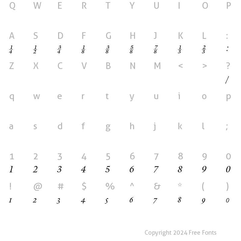 Character Map of Galliard ITCItFracCC Regular