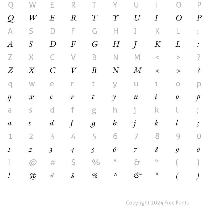 Character Map of Galliard ITCItOStyS Regular