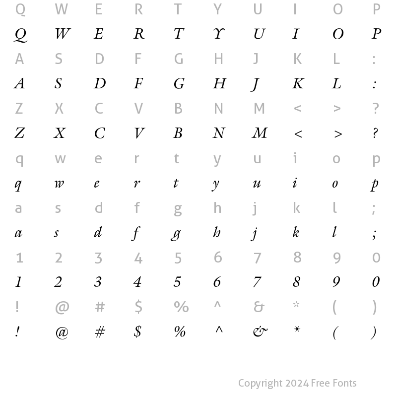 Character Map of Galliard ITCItS Regular