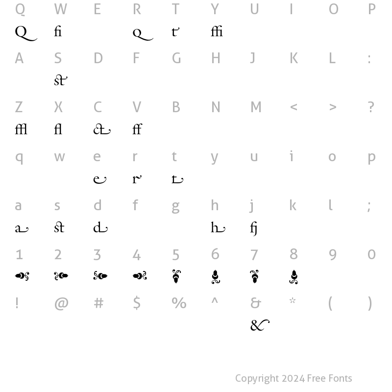 Character Map of Galliard ITCRmAltS Regular