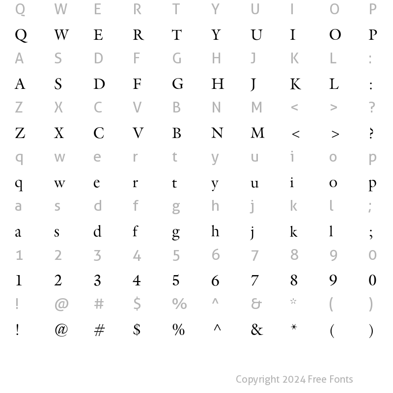 Character Map of Galliard ITCRmS Regular