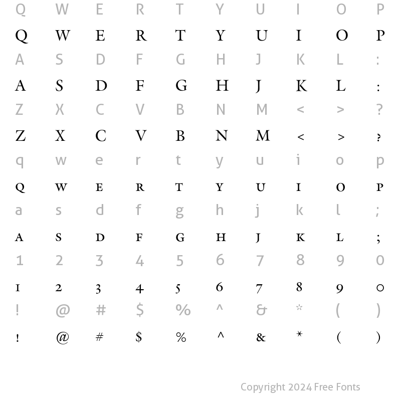 Character Map of Galliard ITCRmSCapS Regular