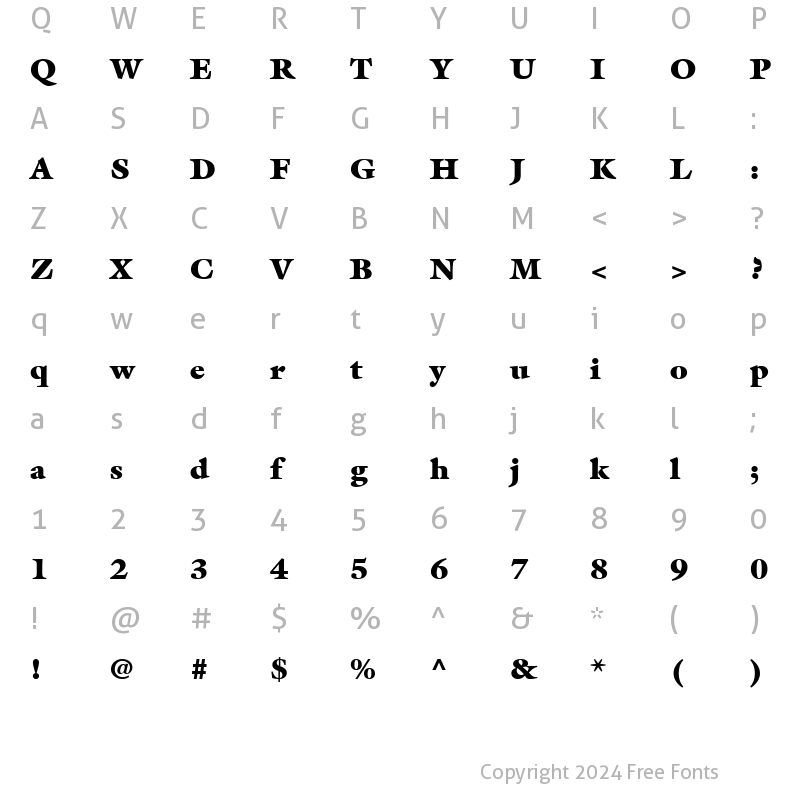 Character Map of Galliard LT Ultra Regular