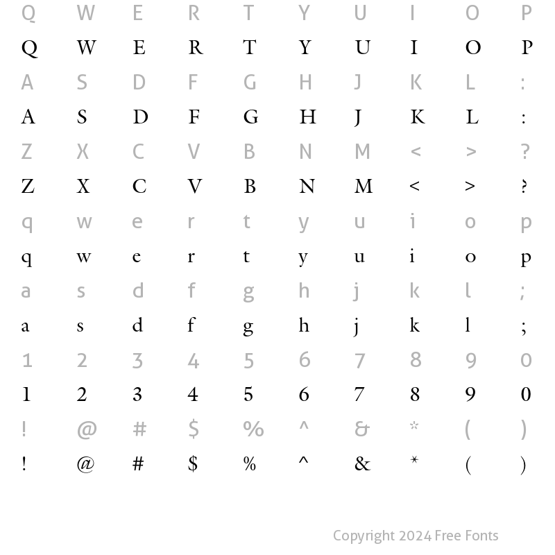 Character Map of GalliardEF-Roman Regular