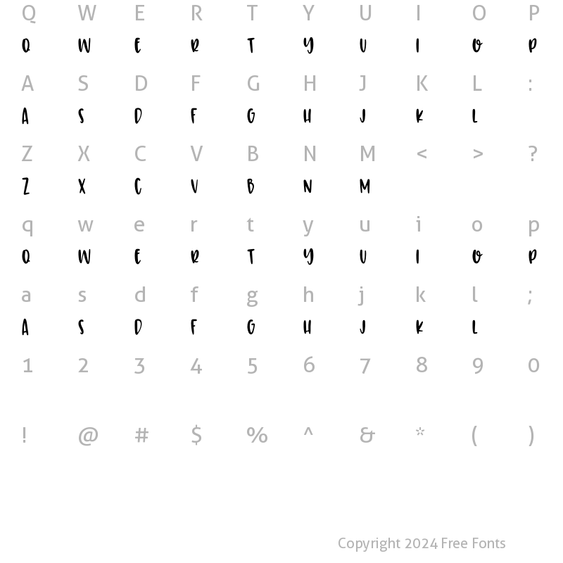 Character Map of Gallie Print Regular