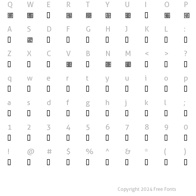 Character Map of Galloys MZ Regular