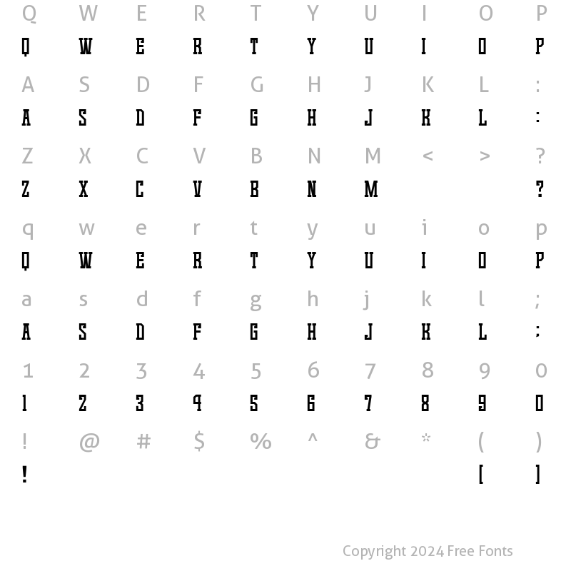 Character Map of Game Continue 02 Regular