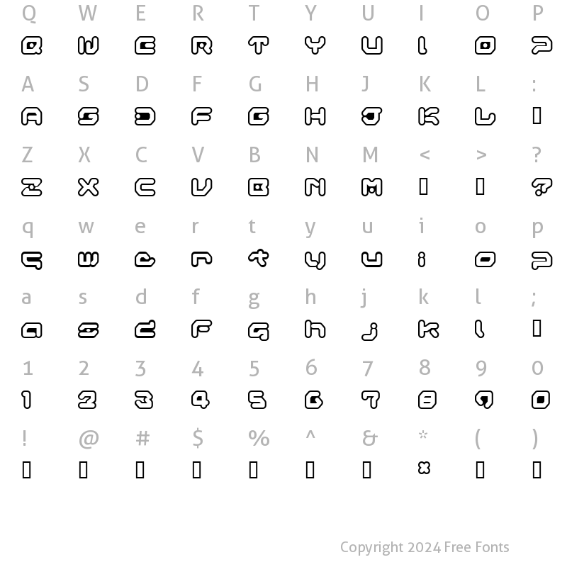 Character Map of Gameboy Gamegirl Regular