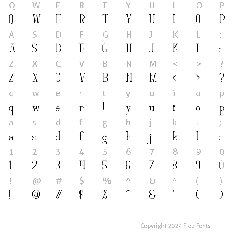 Character Map of Gamiela Regular