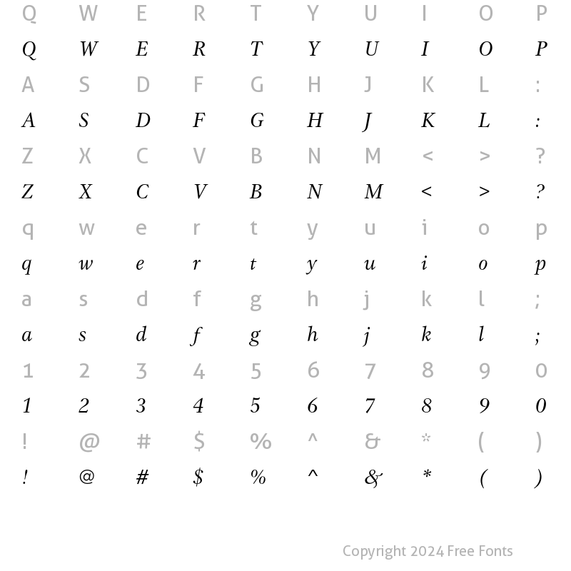 Character Map of GammaEF Book Italic