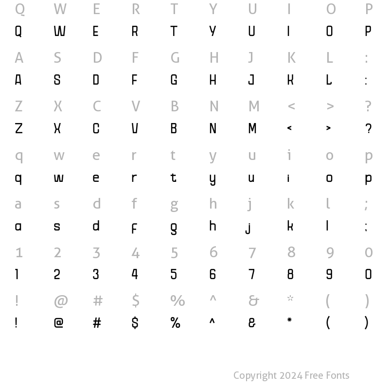 Character Map of Gamy Thin