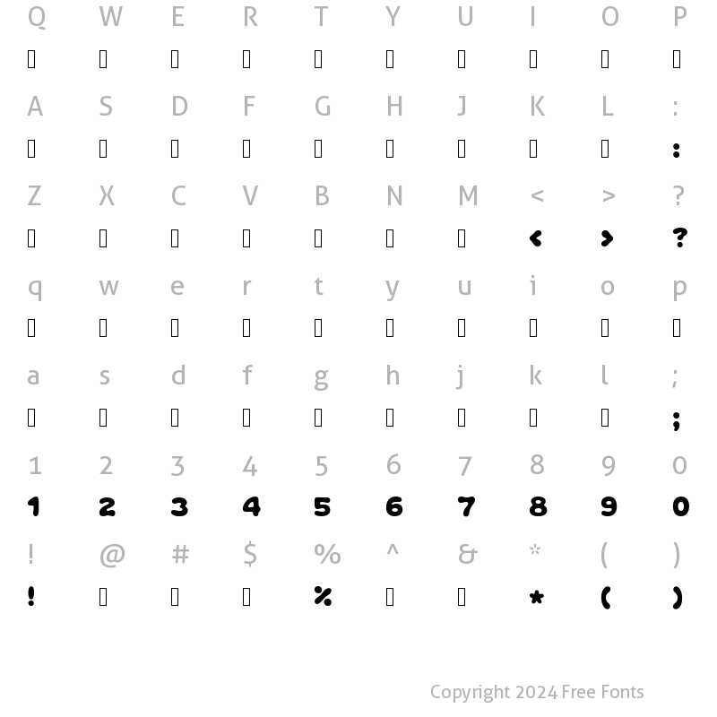 Character Map of Gan CLM Bold