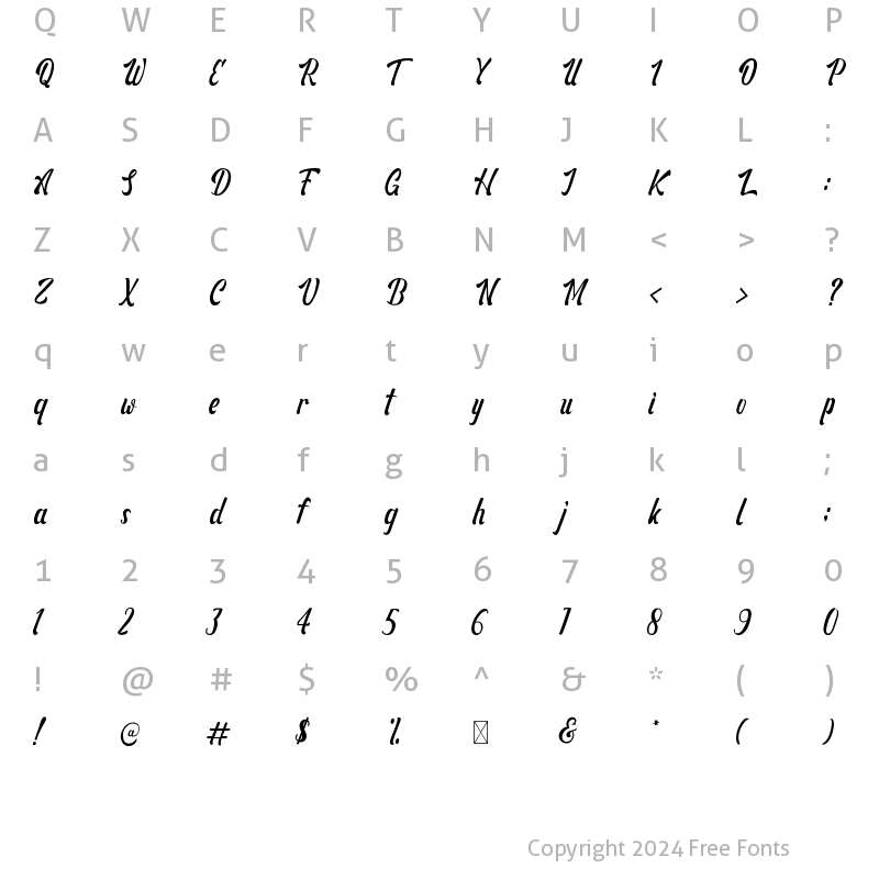 Character Map of Ganbatte Regular