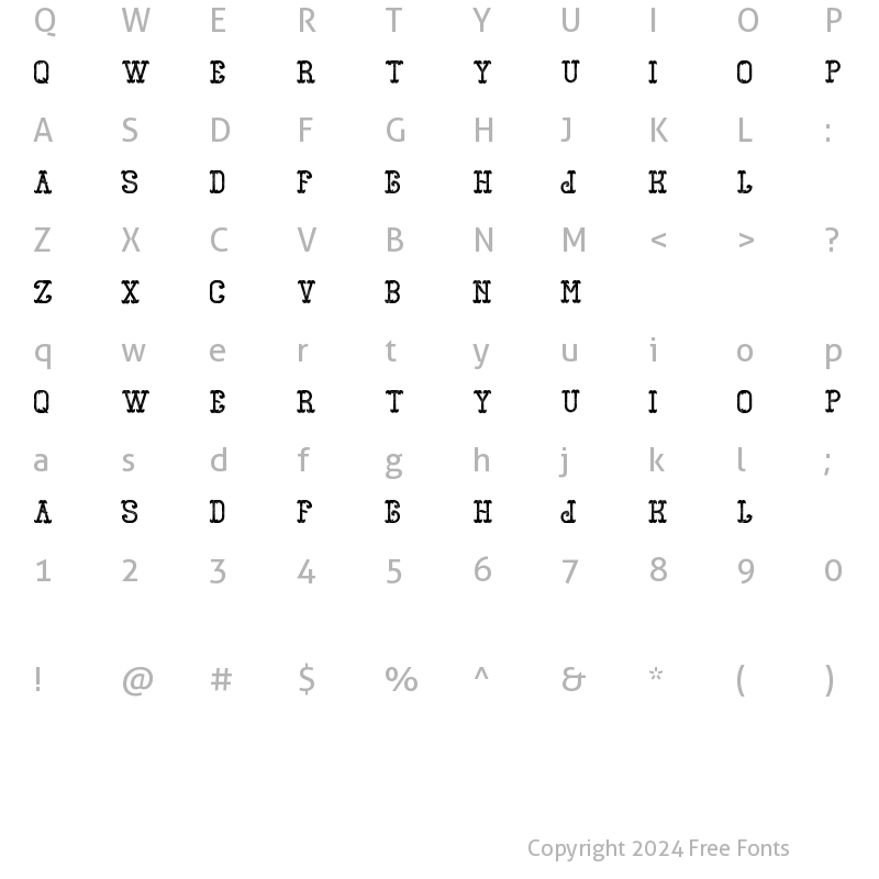 Character Map of GangsterFont Aged Regular