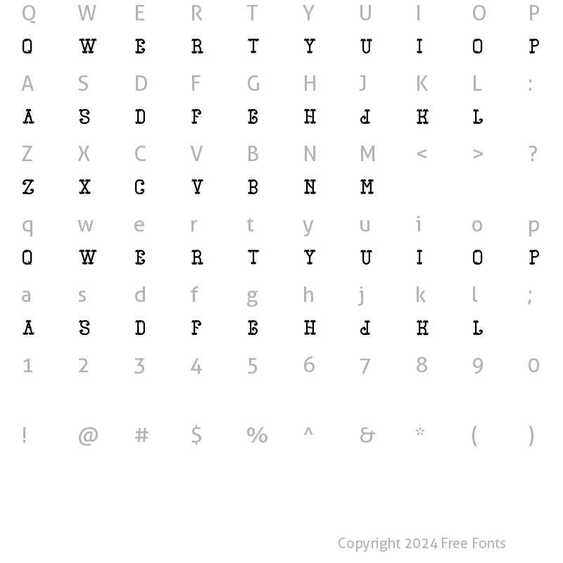 Character Map of GangsterFont Base Regular