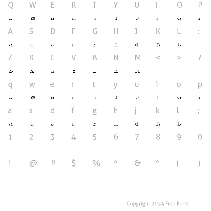 Character Map of GangsterFont LightFX Regular