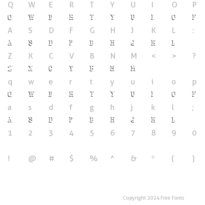 Character Map of GangsterFont ShadowFX Regular