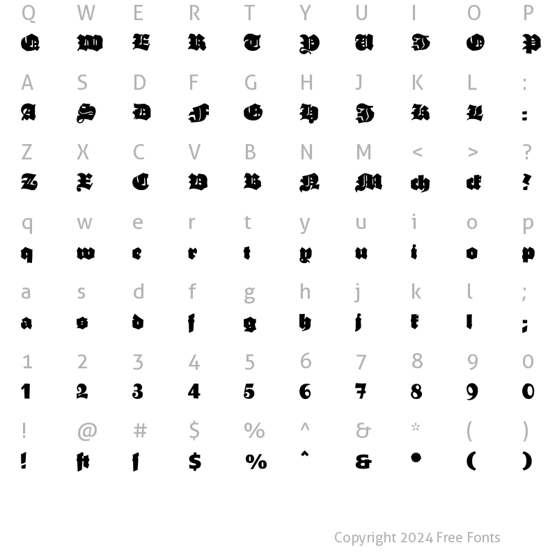 Character Map of Ganz Grobe Gotisch UltraBlack