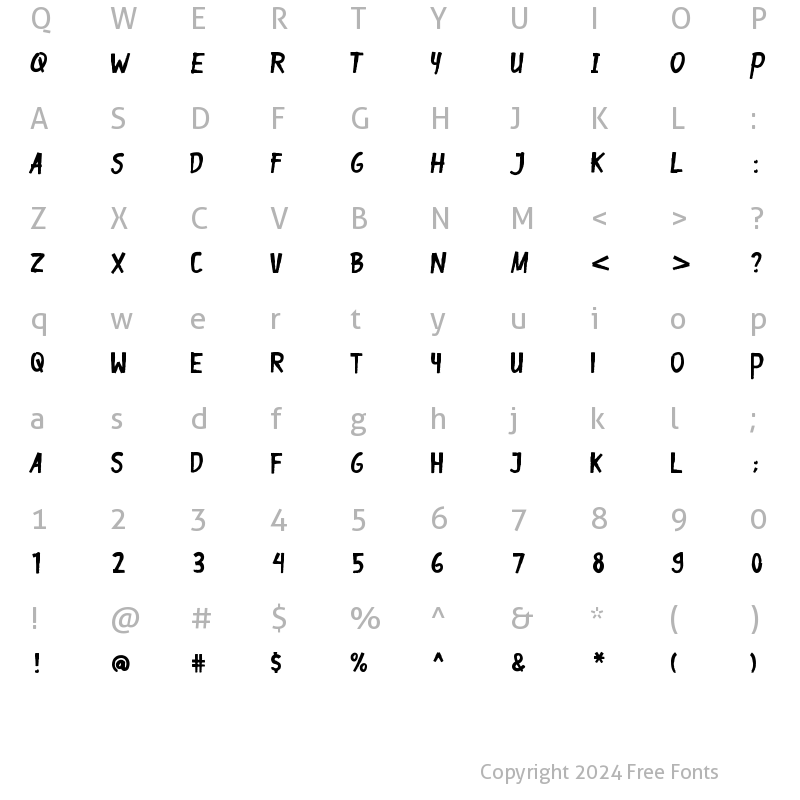 Character Map of Gapbrooth Regular