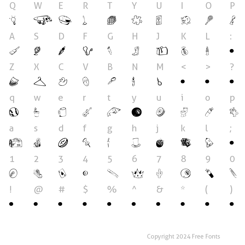 Character Map of Garage Sale Regular