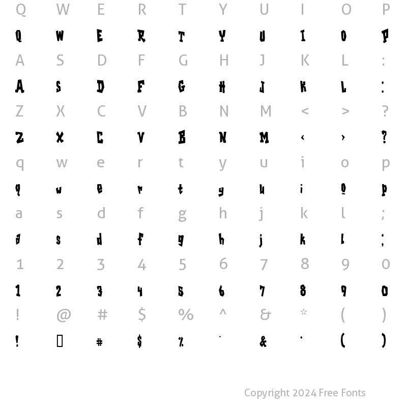 Character Map of GarageShockCondensed Heavy