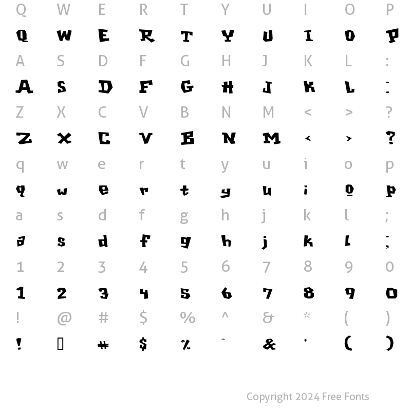 Character Map of GarageShockExtended Regular