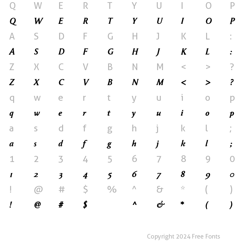 Character Map of Garaline Regular