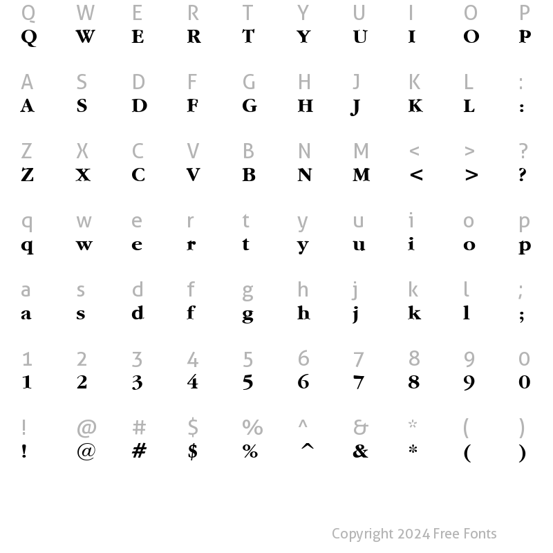 Character Map of Garamand Bold