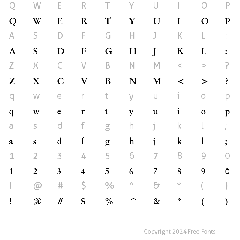 Character Map of Garamand Classic Bold