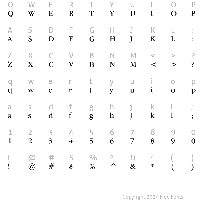 Character Map of Garamand Regular