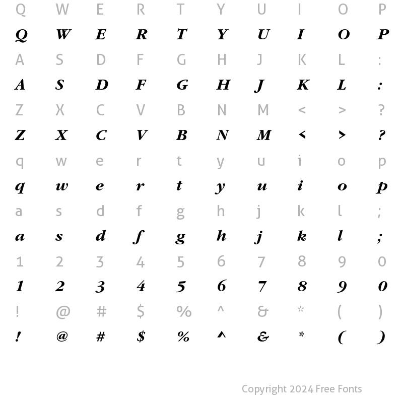 Character Map of GaramItcTBolIta Regular