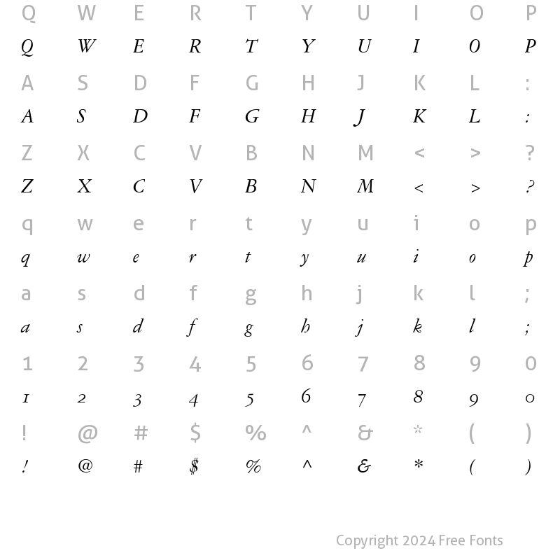 Character Map of Garamond 3 SC Italic