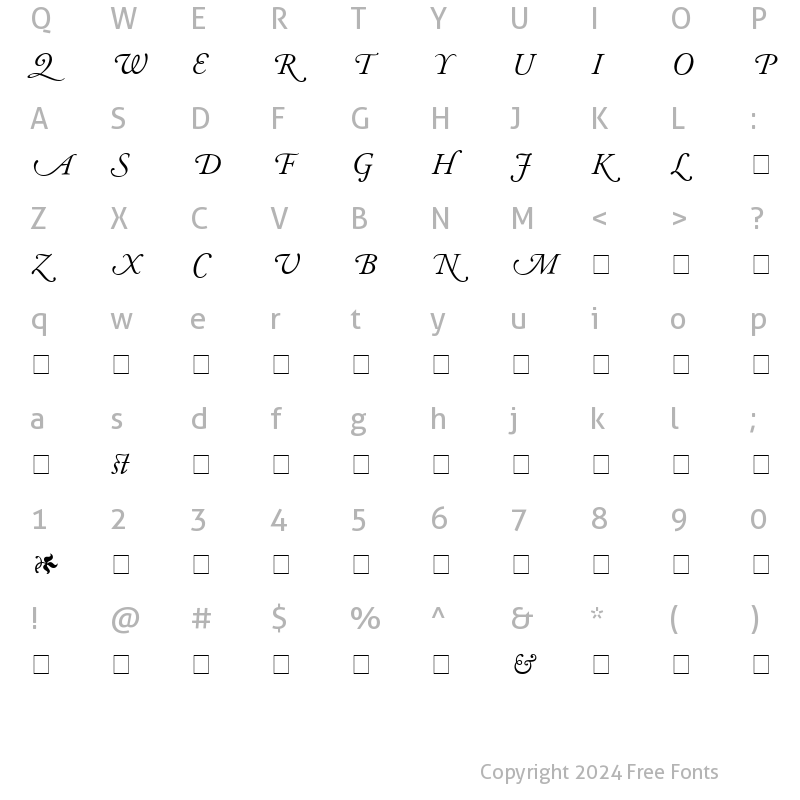 Character Map of Garamond Alternate SSi Italic