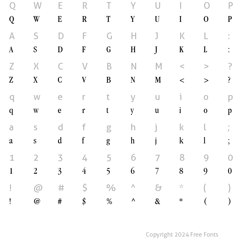 Character Map of Garamond Book Condensed SSi Book Condensed