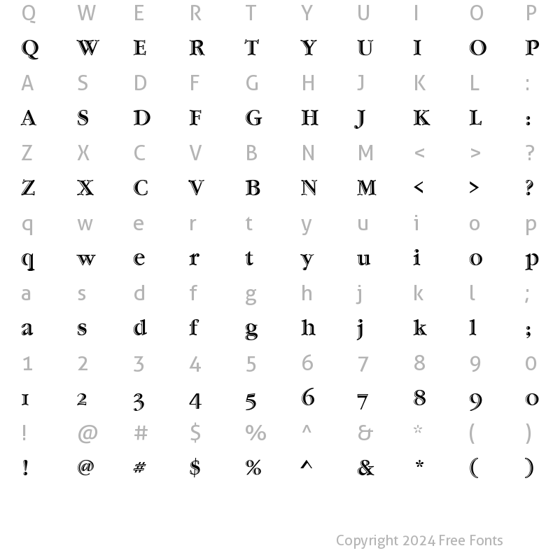 Character Map of Garamond Htld OS ITC TT Regular