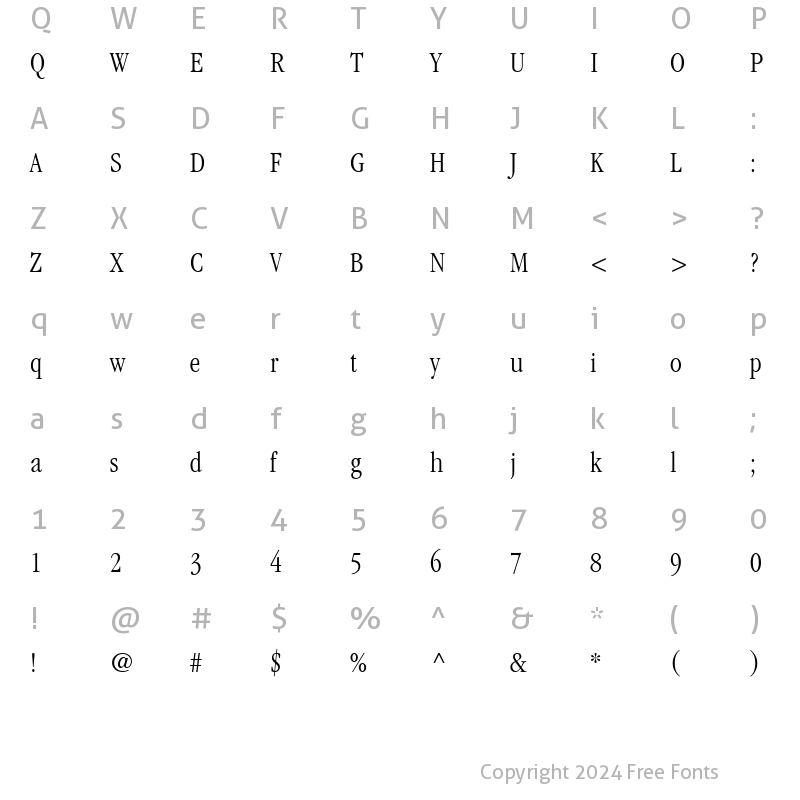 Character Map of Garamond Light Condensed SSi Light Condensed