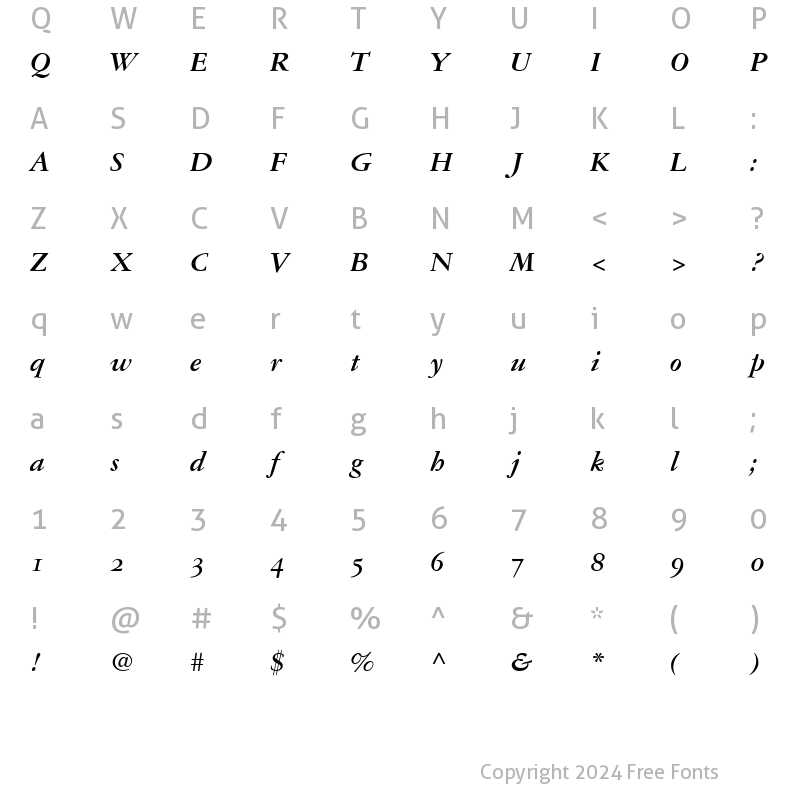 Character Map of Garamond Reprise OldStyle SSi Bold
