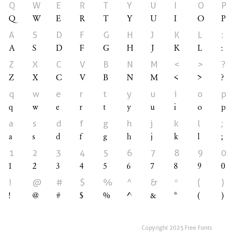 Character Map of Garamond Semi Expanded SSi Semi Expanded