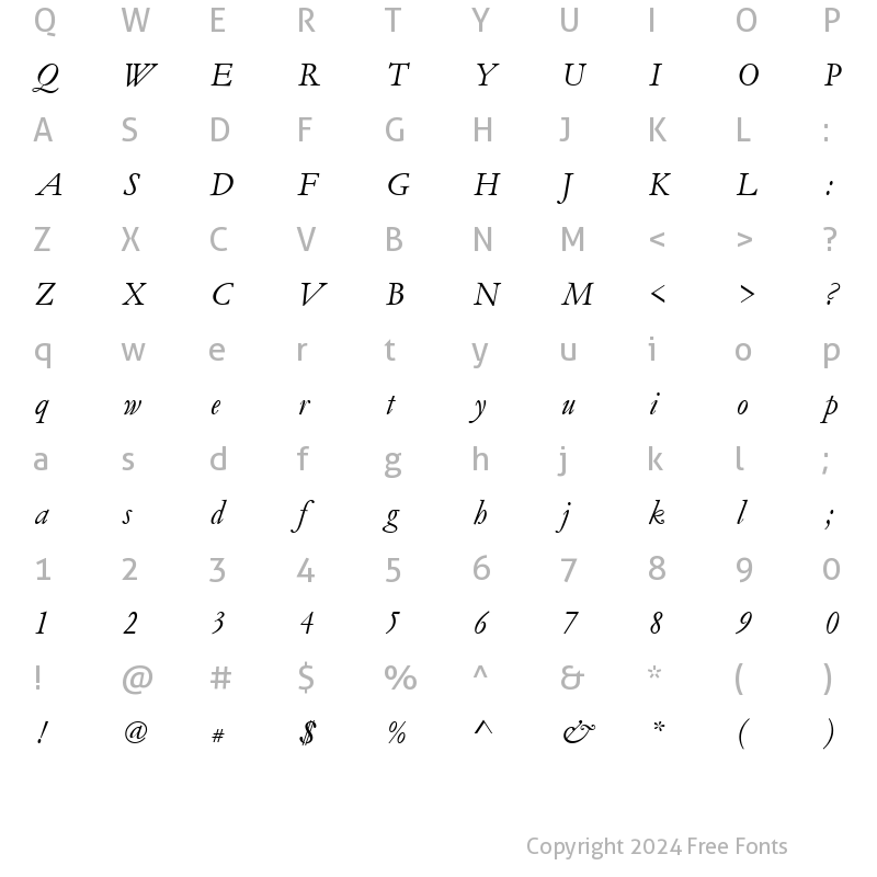 Character Map of GaramondNo5D Italic