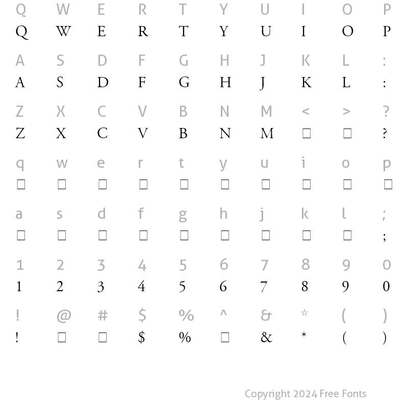 Character Map of GaramondTitlingCapsSSi Medium