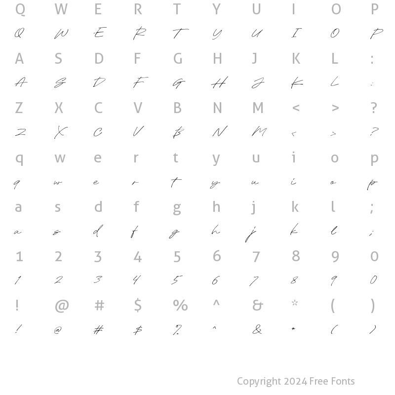 Character Map of Gardena Holmes Script