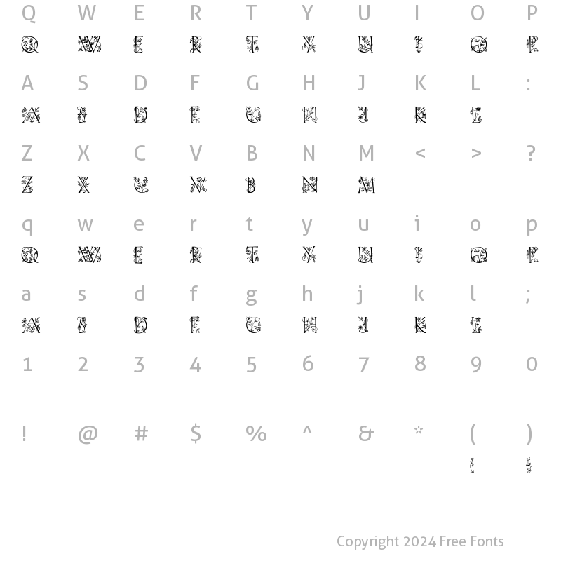 Character Map of GardenDisplayCaps Regular